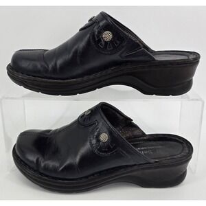 Josef Seibel Catalonia Clog Women 39 8.5 Black Leather Western Studded Boho Shoe